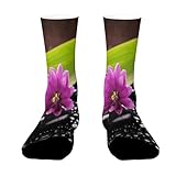 FekiLoot Purple Flower with Black Stone Crew Socks...
