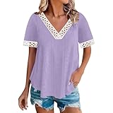 Womens Casual V-Neck Hollow-Out Shirt Patchwork...