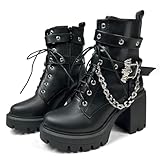 FOREADA Platform Goth Boots for Women Black Combat Boot...