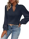 LALAGEN Womens Blouse Casual Solid Color Lantern Sleeve...
