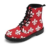 Ntyfur Red Fleur De Lis Combat Boots, Novelty Ankle...