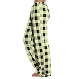 Womens Pajama Pants Flannel Fleece Plaid Fuzzy Soft...