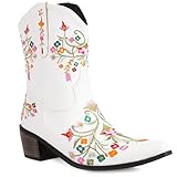 ForeMode Western Cowboy Boots Knee High Wide Calf...