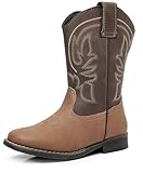 Blikcon Kids Cowboy Boots for Boys Embroidered Square...