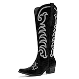 Women’s Plus Size Wide Calf Suede Cowgirl Boots –...