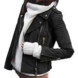 Women's Blazer Collar Zip Up Moto Coat Vintage Faux...