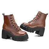 FITORY Women’s Combat Boots Lightweight Lace up Side...