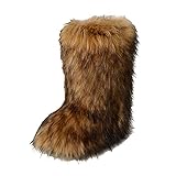 Gegefur Women's Faux fur Boot Furry Fluffy Short Snow...