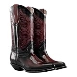 Joe Boots Men’s Leather Cowboy Boots – Black/Wine J...