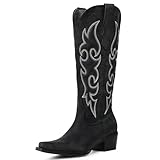 Foscape Black Cowboy Boots for Women Knee High –...