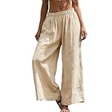 HGps8w Women's Wide Leg Casual Linen Palazzo Pants,...