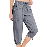 Capri Pants for Women Cotton Lightweight with Pockets...