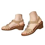 ZSpzx Women’s Leather Wedge Sandals Platforms Pearl...