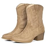 IXU Cowboy Boots for Women Ankle Cowgirl Booties Wide...