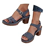 Blue Orthopedic Sandals for Women 2026,Chunky Block...