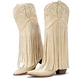 Cozivwaiy Fringe Cowboy Boots for Women Knee High...