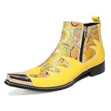 Santimon Men's Side Zipper Ankle Yellow Dress Western...
