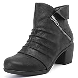 Ruiee Ankle Boots for Women Chunky Heeled Booties...