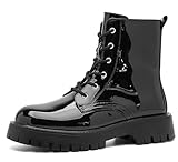 BEMNRVT Men's Casual Motorcycle Boots, Leather Black...