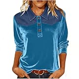 Velvet Denim Patchwork Shirts for Women 3/4 Sleeve...