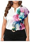 SweatyRocks Women's Plus Size Short Sleeve Blouse...