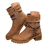 Cowgirl Boots for Women Black Round Toe Side Zipper...