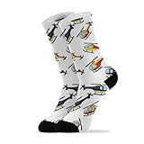 Helicopters White Print Crew Socks for Women Men...