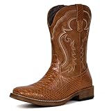 IUV Cowboy Boots for Men Faux Snake Skin Embroidered...