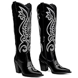CELLENZ Women High Cowboy Boots: Pointed Toe Knee High...