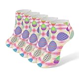 MZERSE Women's 5 Pack Ankle Socks Psychedelic Easter...