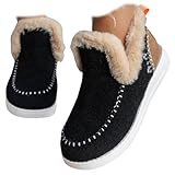 BASANYAO Womens Winter Flat Fluffy Snow Boots,Warm Faux...