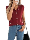 Raxmolo Womens Sleeveless Sweater Vest Crochet Button...