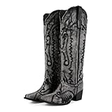 Aorikro Women's The Western Cowboy Cowgirl Boots Mid...