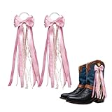 Qocuchu Pink Ribbon Bow Martin Boot Bows, Pink White...