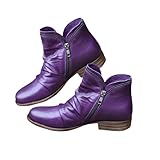 Women's Vintage Casual Short Ankle Boots Creped Leather...