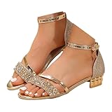 YAVSDN Women's Glitter Ankle Strap Chunky Heeled...