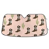 Car Windshield Sun Shade,Cowboy Boots Cacti Foldable...