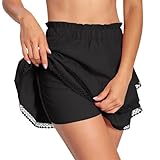 Women's High Waisted Ruffle Skorts with Lace Trim Flowy...