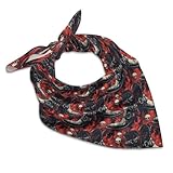 GZVGZV Silk Bandanas for Men Women - Red Fire Skull...