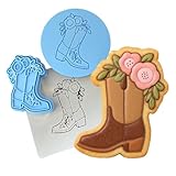 Cowgirl Boot with Roses Left Cookie Cutter, Stamp,...