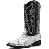 Men High Tube Embroideried Stitched Western Cowboy...