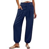 bawilom Womens Summer Wide Leg Pants Elastic Waist...