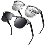 GQUEEN Classic Horn Rimmed Semi Rimless Polarized...