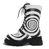 KEEISEA Black White Zebra Combat Boot for Women...
