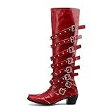 Kluolandi Women's Rivet Studded Knee-High Boots Chunky...