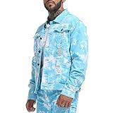 RANMCC Jean Jacket for Men Slim Fit Ripped Denim Jacket...