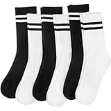 Justay 6 Pairs Striped Crew Socks - Cute Casual Long...
