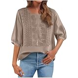 Women's Embroidered Blouses 3/4 Sleeve Boat Neck Trendy...