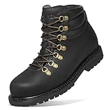 NINGO Steel Toe Work Boots for Men, Full-Grain Leather...