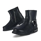 RiderVibe Men's Motorcycle Boot Black Riding Boots for...